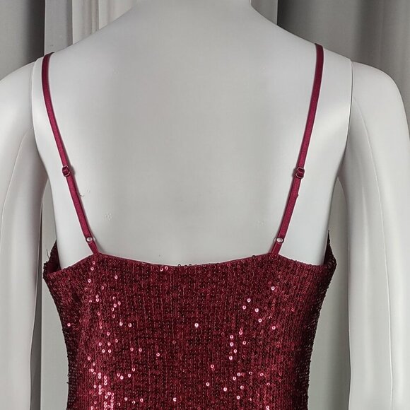 Bebop Red Sequin Spaghetti Strap Scoop Neck Mini Dress Party Glam Size Small - Picture 5 of 12